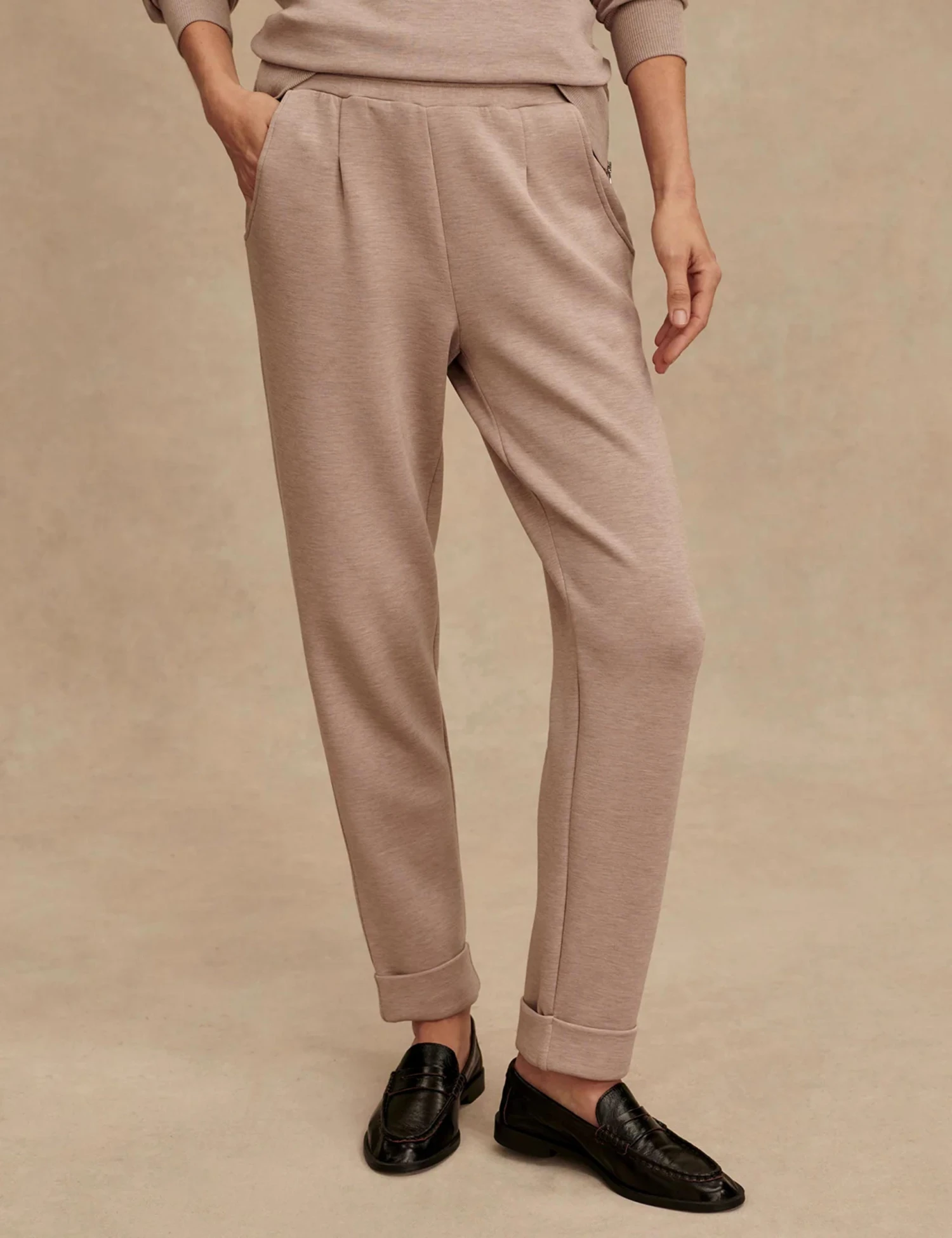 Varley The Rolled Cuff Pant 25" - Taupe Marl 3 Varley The Rolled Cuff Pant 25" - Taupe Marl