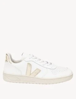 Veja V-10 Leather Trainers - White Platine