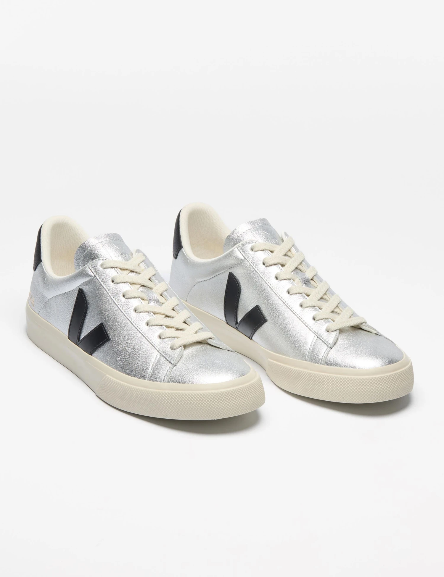 Veja Campo Leather Silver Black Trainers 4 Veja Campo Leather Silver Black Trainers - Image 2