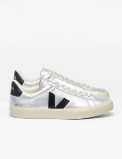 Veja Campo Leather Silver Black Trainers 8 Veja Campo Leather Silver Black Trainers -The Sports Edit Store veja w campo leather trainers silver black cp0520786 3