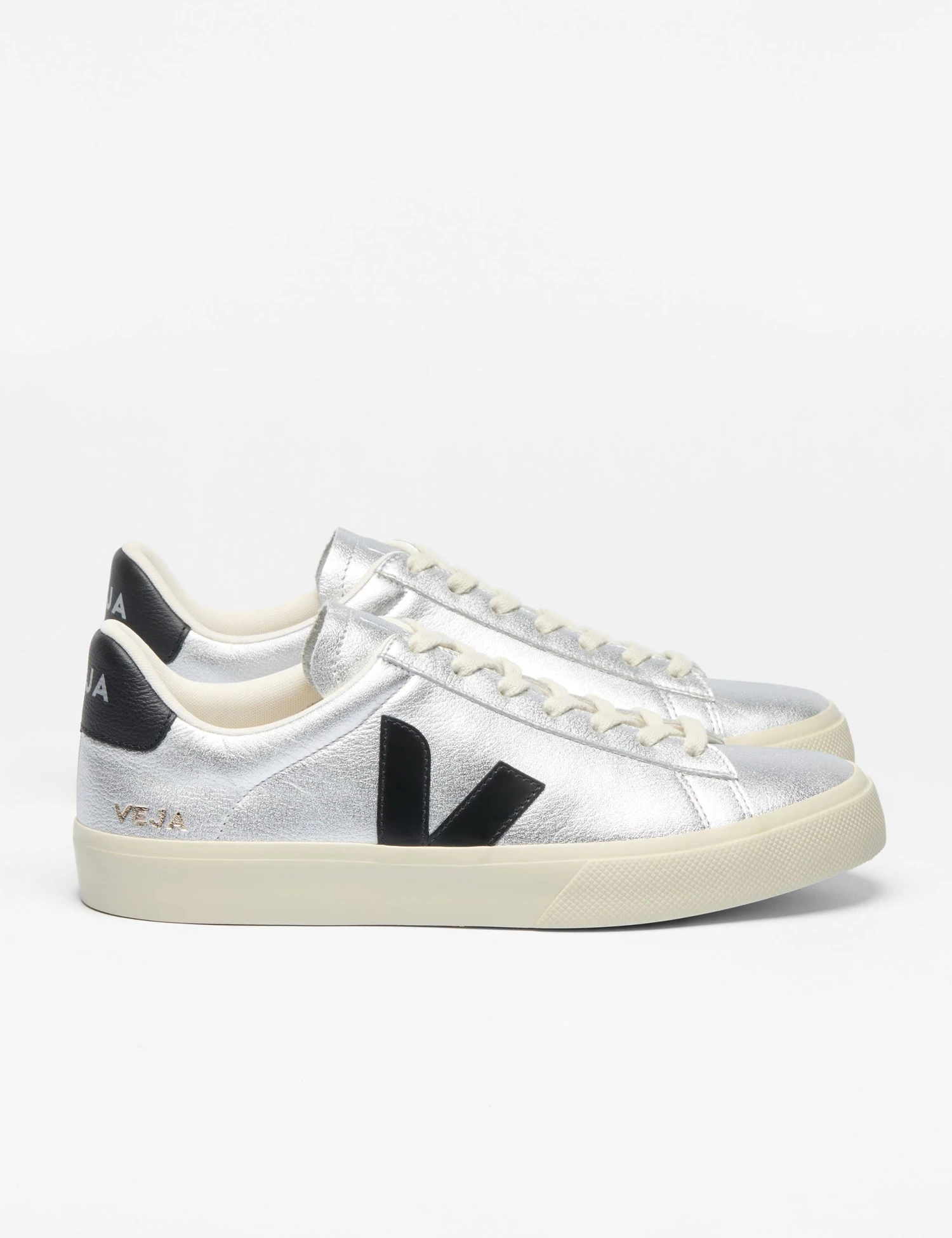 Veja Campo Leather Silver Black Trainers 5 Veja Campo Leather Silver Black Trainers - Image 3