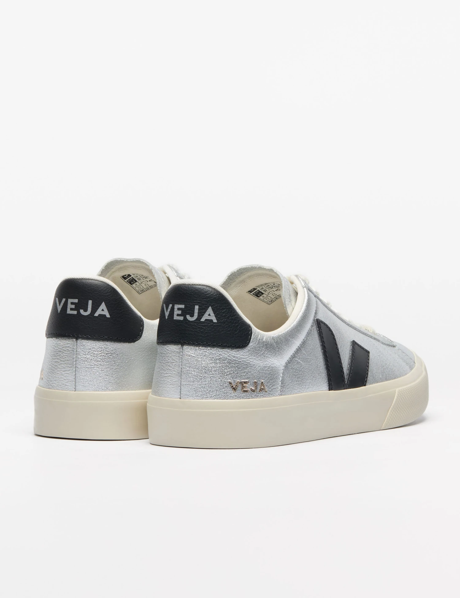Veja Campo Leather Silver Black Trainers 6 Veja Campo Leather Silver Black Trainers - Image 4