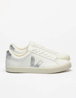 Veja Esplar Leather - White Silver -The Sports Edit Store veja w esplar leather trainers white silver eo0203883 3