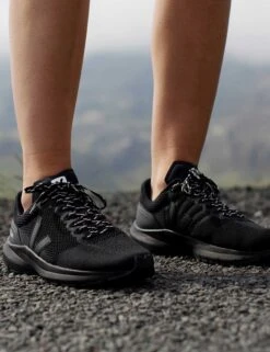 Veja Marlin V-Knit - Full Black Performance Running Shoes -The Sports Edit Store veja w marlin v knit trainers full black 1