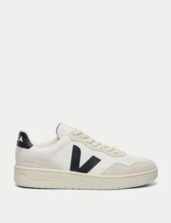 Veja V-90 Leather Trainers - White Black