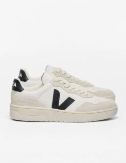 Veja V-90 Leather Trainers - White Black -The Sports Edit Store veja w v 90 leather trainers white black vd2021061 3