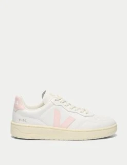 Veja V-90 Leather Trainers - White Petale