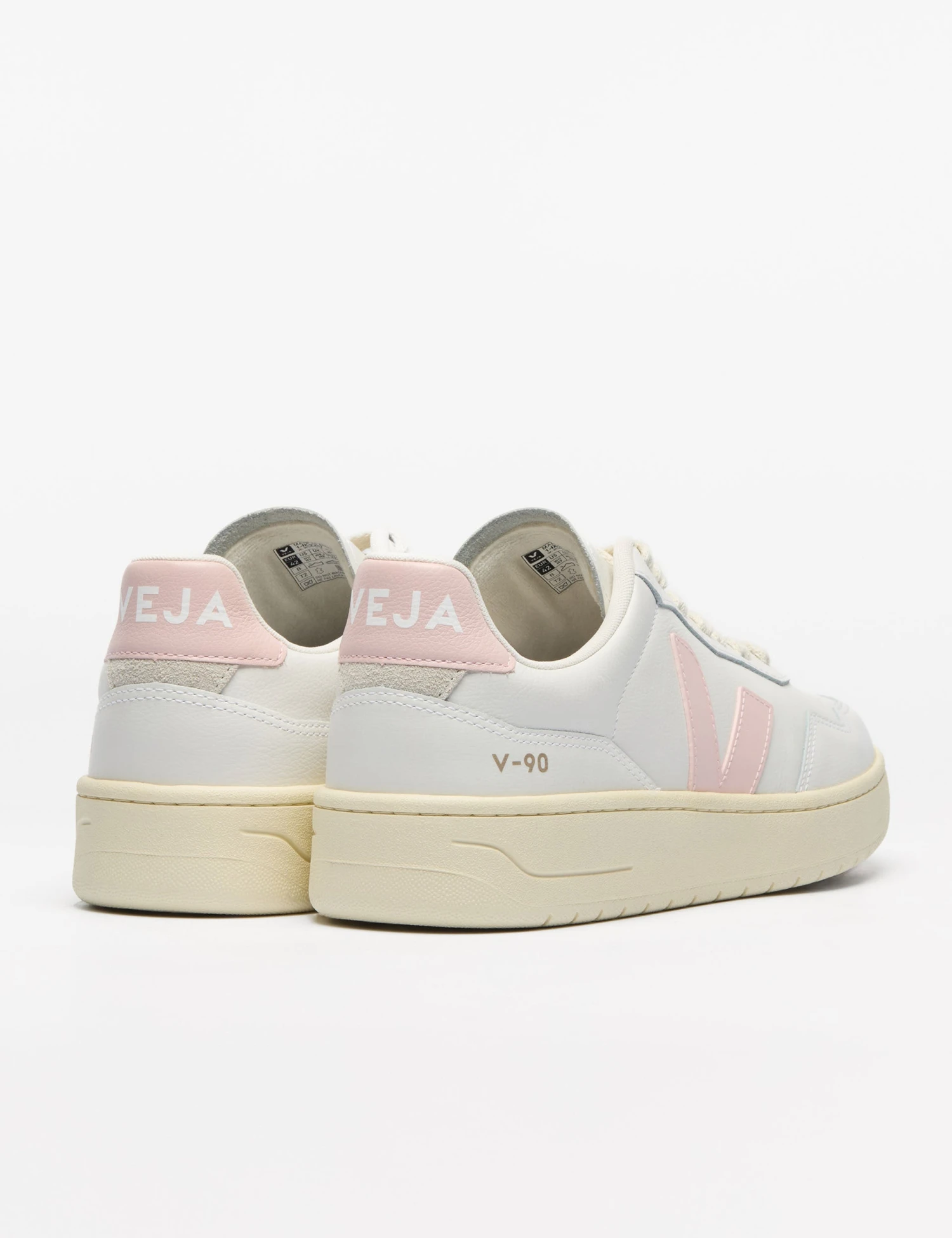 Veja V-90 Leather Trainers - White Petale 6 Veja V-90 Leather Trainers - White Petale - Image 4