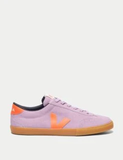 Veja Volley Suede - Orchid Fury Natural Retro Trainers
