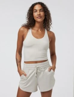 Vuori Halo Performance Crop 2.0 - Ecru Heather